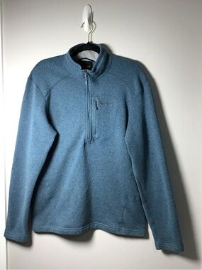 Marmot Blue Quarter-Zip Fleece Pullover Men Sz L